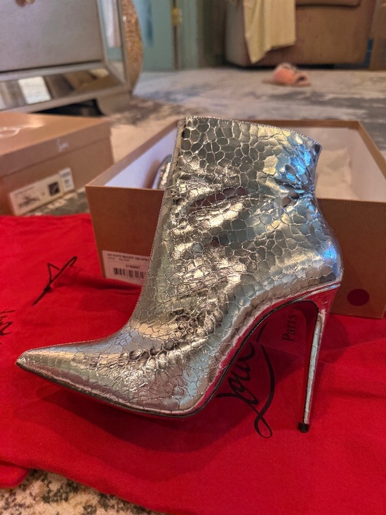 Christian Louboutin Shoes - Christian Louboutin silver metallic booty
